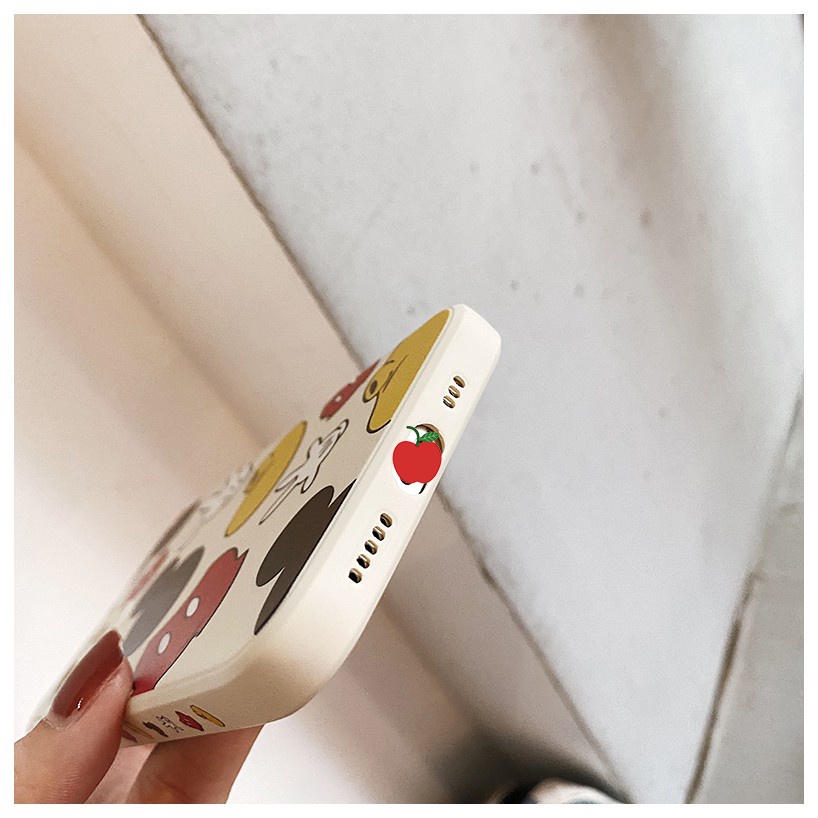 Ốp Lưng Iphone Cạnh Vuông Hình Viền Mickey Doremon Bảo Vệ Camera 7plus/8plus/x/xr/xs/11/12/13/pro/max/promax