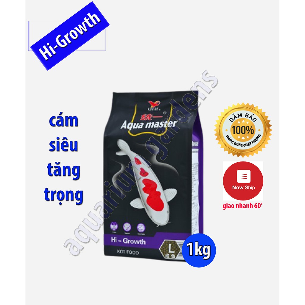 Cám cá koi✅𝑭𝑹𝑬𝑬𝑺𝑯𝑰𝑷✅AQUAMASTER HI-GROWTH thức ăn cho cá koi siêu tăng trưởng gói 1kg