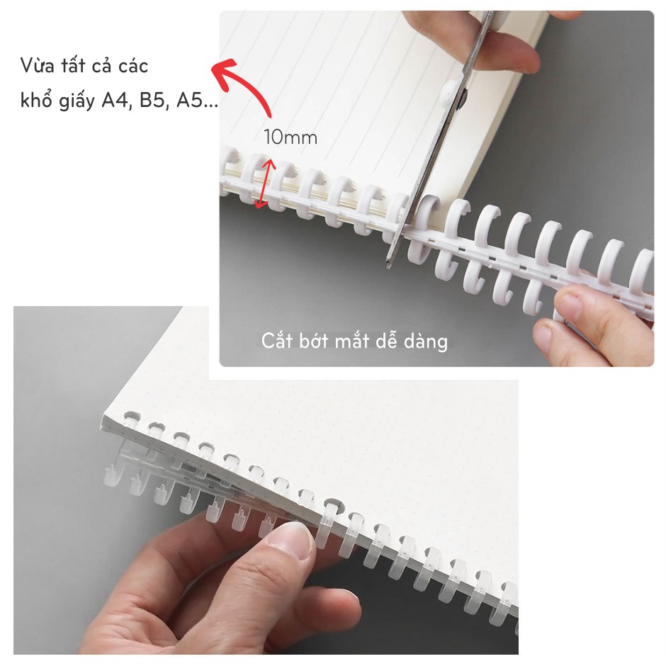 Thanh còng nhựa làm sổ DIY 30 lỗ BINDER