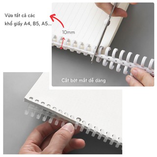 SET 2c Thanh còng nhựa làm sổ DIY 30 lỗ BINDER