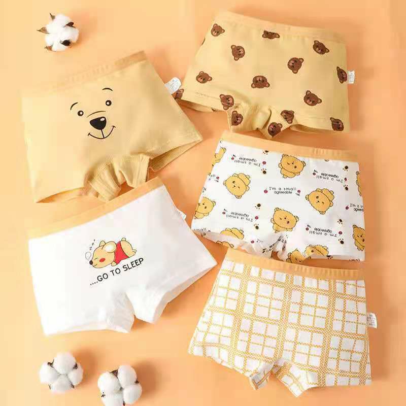 Set 5 quần lót trẻ em bé gái, chip cho bé gái hình Maruka Fashion hình gấu vàng siêu đáng yêu