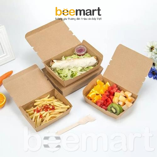 Hộp giấy chữ nhật kraft 1200ml loại 1