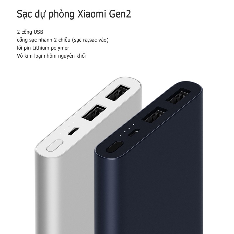 Pin dự phòng điện thoại Xiaomi 2S hai cổng USB 10000mAh