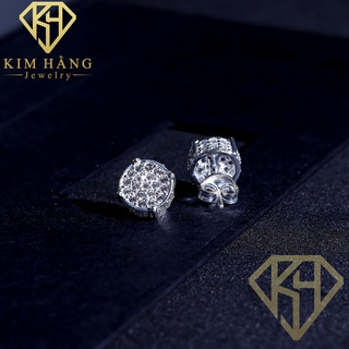 Khuyên Tai Bạc Nụ Tròn Đá Tấm Thiết Kế KHJER025- Chốt Đẩy