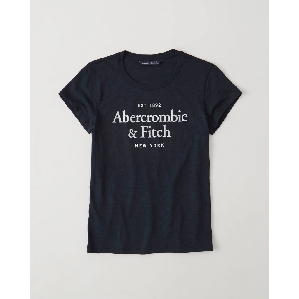 Áo Thun cotton Ngắn Tay Cổ Tròn In Chữ Abercrombie Fitch af Cá Tính Cho Nam Nữ
