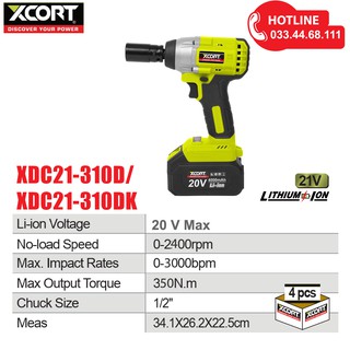 Máy siết ốc không chổi than 350N.m XCORT Máy mở bulong Bảo hành hãng 12 tháng