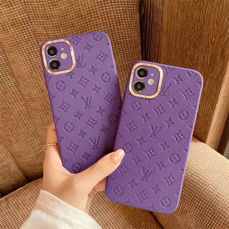 Ốp điện thoại in logo LV màu tím cho iphone 13 Pro Max i13 13pro 11 Pro Max i11 i7 i8 SE 7plus 8plus iX XS XR Xs MAX 12 12Pro 12 Pro Max