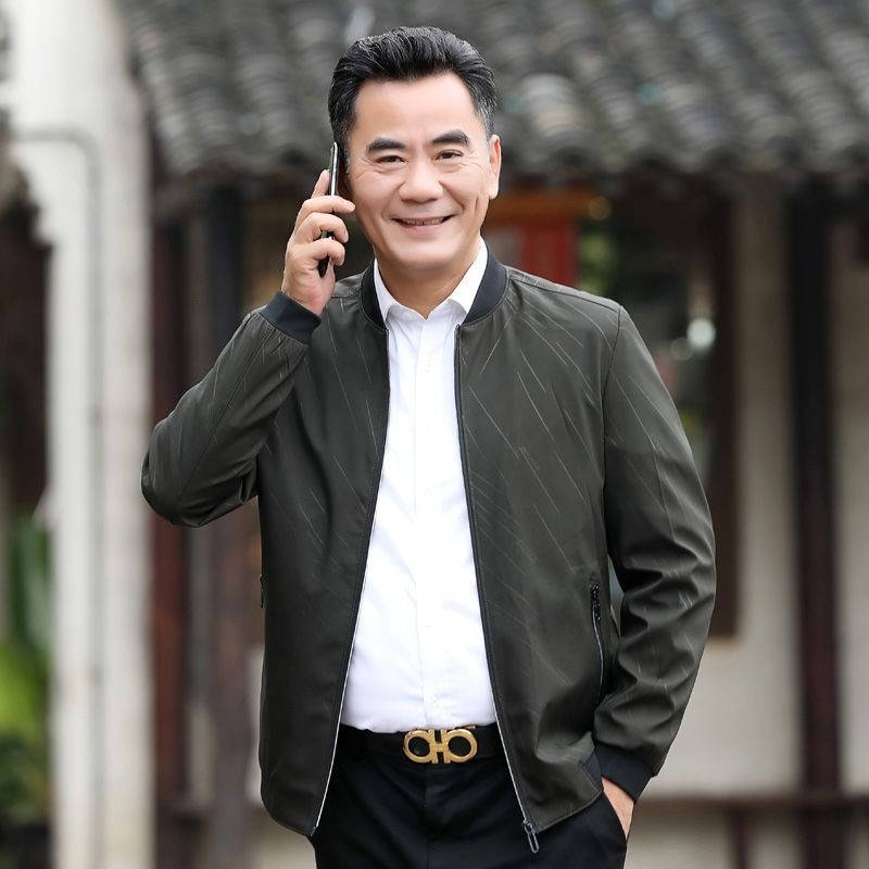 Middle aged fashion○❉Áo khoác nam Trung Niên mùa thu cho và già ông nội 50 tuổi mỏng mẫu xuân 6011