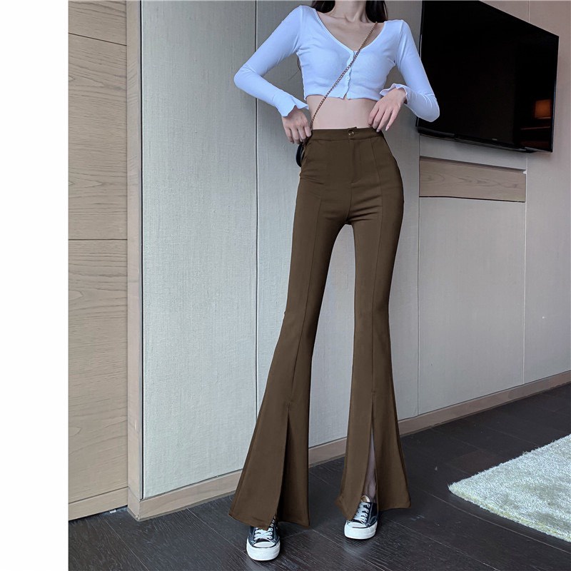 [MẪU MỚI] Quần Tây Nữ Ống Loe Xẻ Gấu Cạp Cao Dáng Dài Nâng Mông Thời Trang Sugal QUAN NU 032