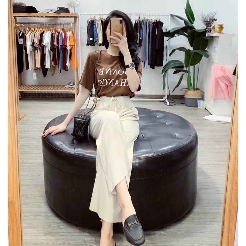 Quần ống rộng culottes tăm dài 95cm siêu Hot