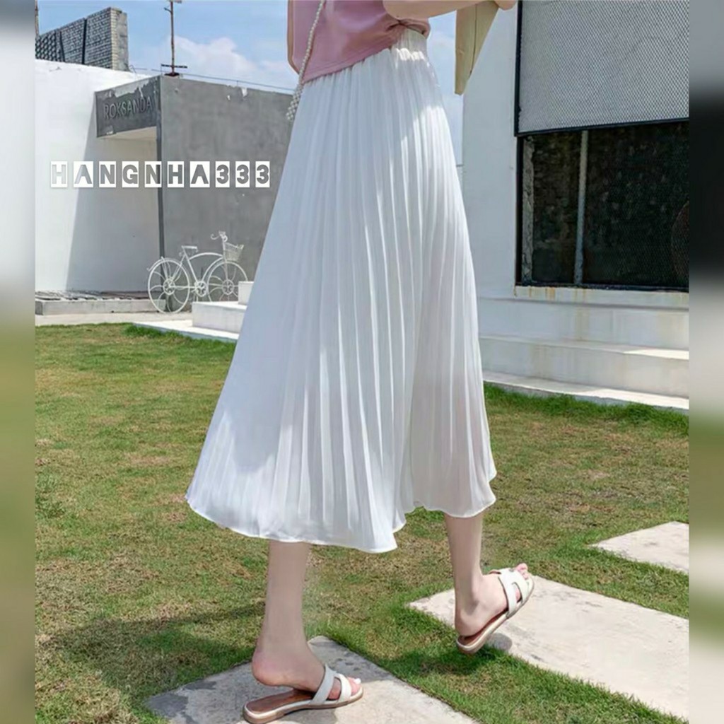Hàng loại 1: Chân váy xếp ly dài 2 màu trắng đen cực tiện dụng | BigBuy360 - bigbuy360.vn