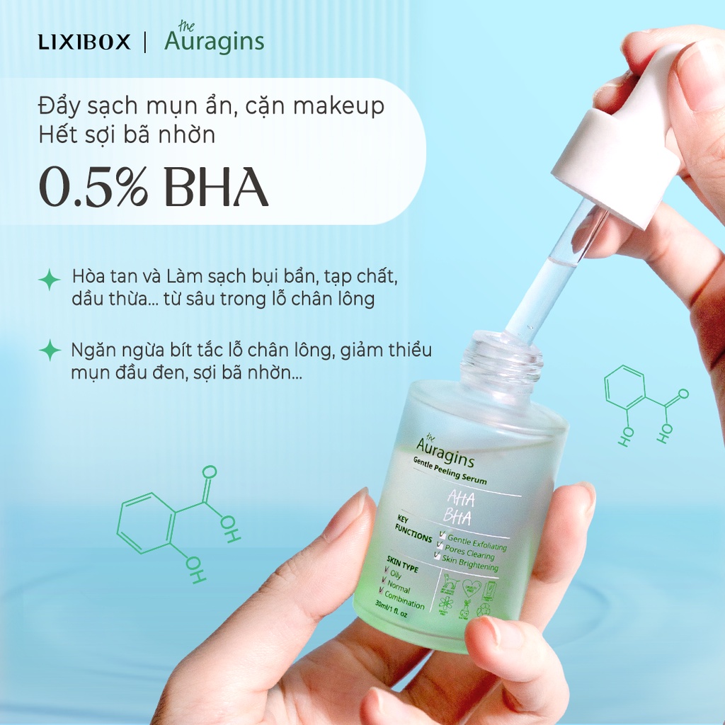 Tinh Chất Tẩy Tế Bào Chết The Auragins 7.5% AHA + 0.5% BHA Gentle Peeling