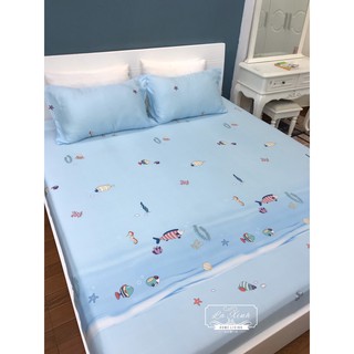 Bộ Ga Gối Lụa Tencel Biển xanh  ( Ảnh thật 100%)