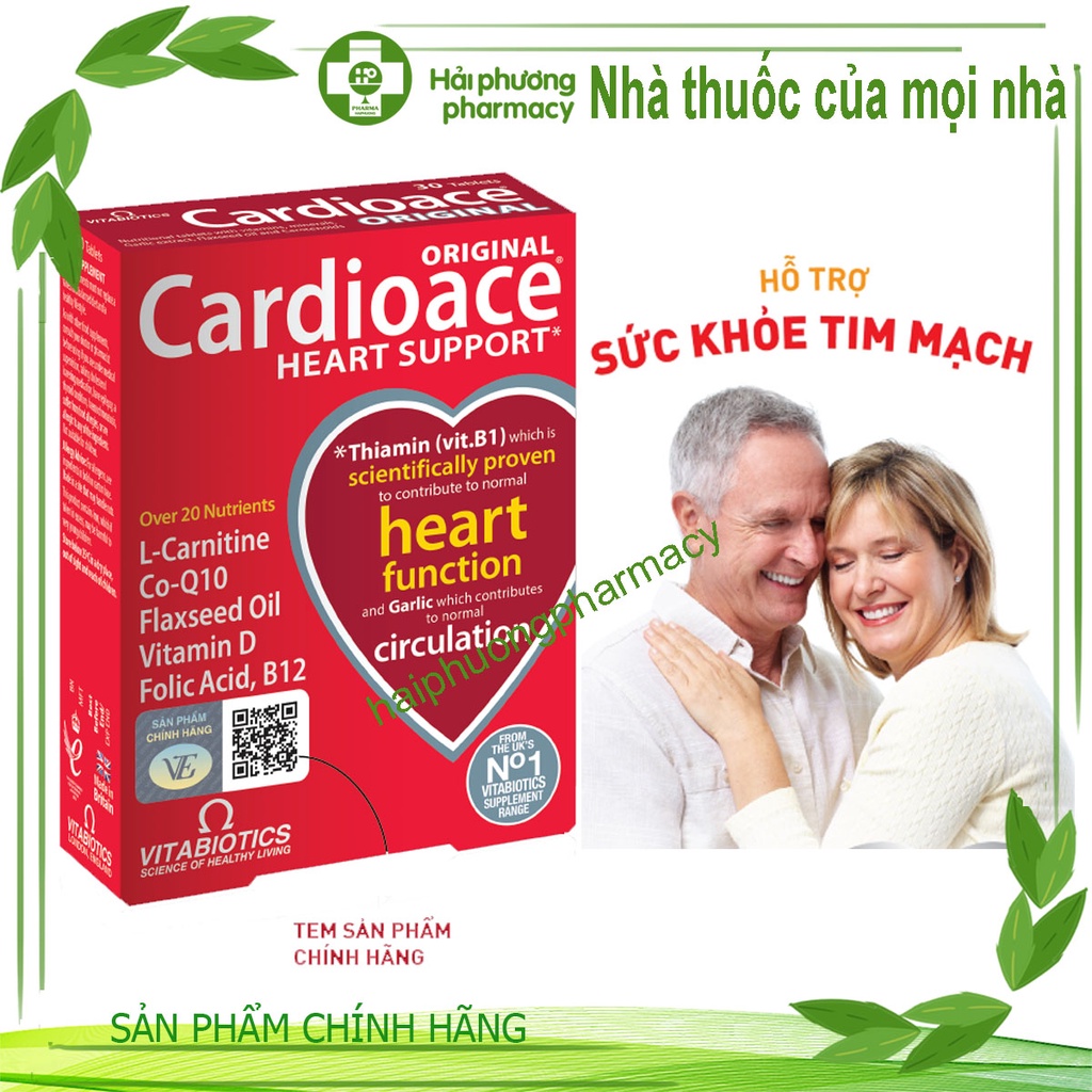 Thực phẩm bảo vệ sức khỏe CARDIOACE - Hỗ trợ sức khỏe tim mạch - HÀNG CHÍNH HÃNG - CÓ TEM CHÍNH HÃNG - Hộp 30 viên