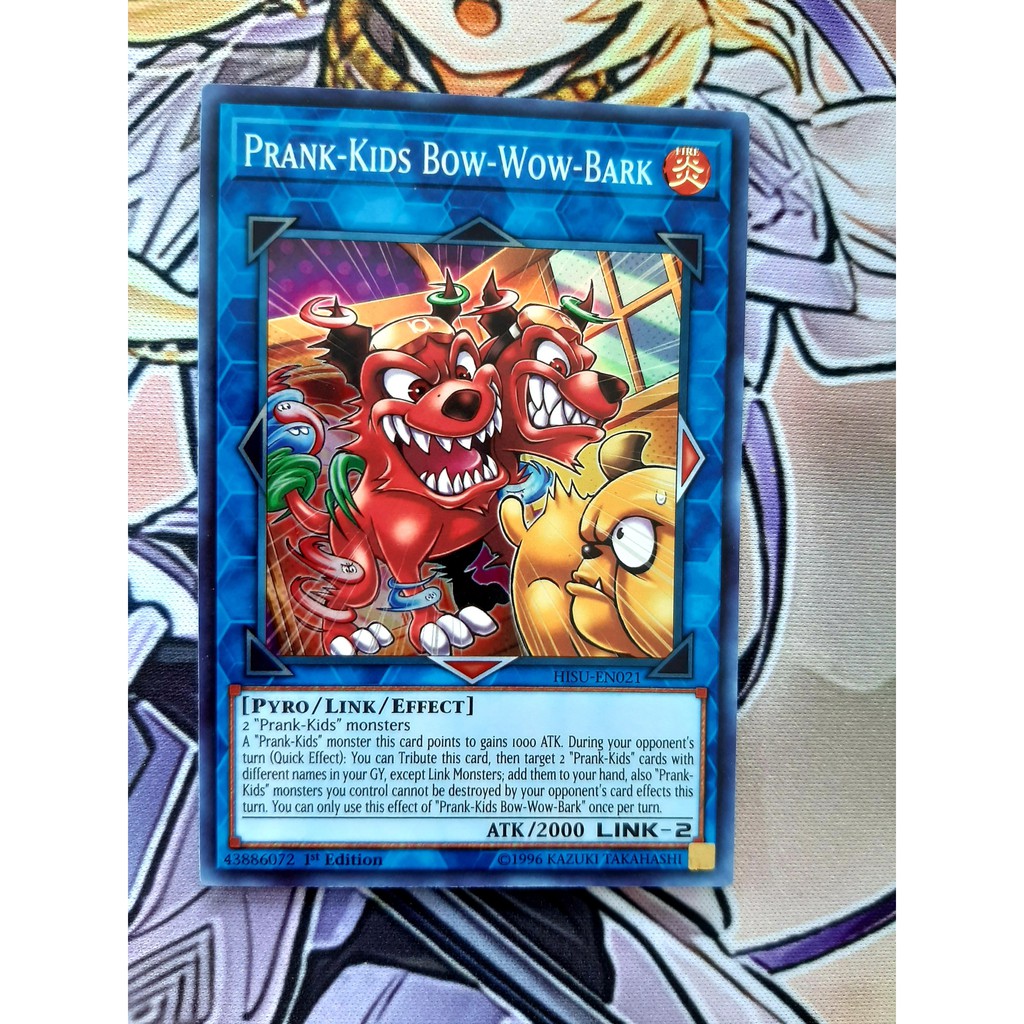 [ĐỖ LẠC SHOP ] THẺ BÀI YUGIOH -LINK - Prank-Kids Bow-Wow-Bark - HISU-EN021 - Super Rare 1st Edition