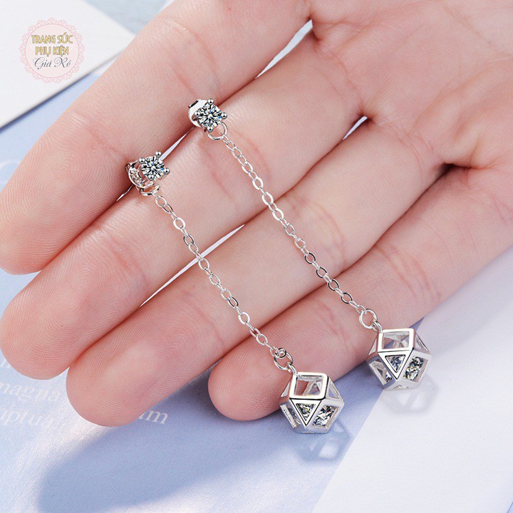 Bông tai dáng dài xinh xắn HT226, bạc ý S925