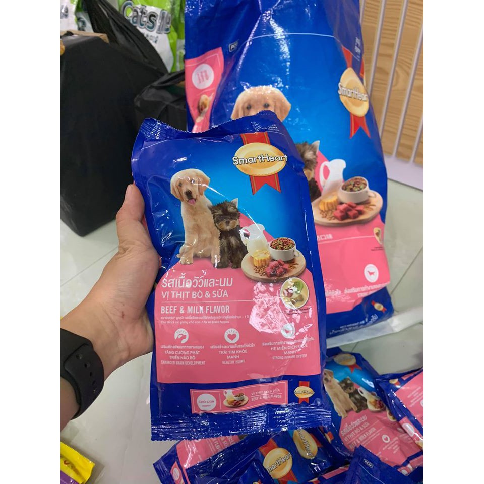 Thức ăn cho chó con Smartheart Puppy gói 400g vị thịt bò và sữa