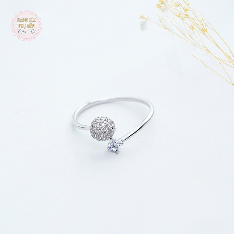 Nhẫn cách điệu thời trang N16 bạc ý S925 nhỏ xinh