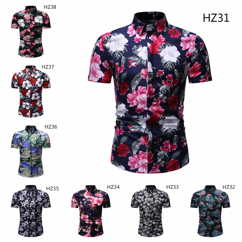 Áo sơ mi nam ngắn tay họa tiết hoa văn | BigBuy360 - bigbuy360.vn