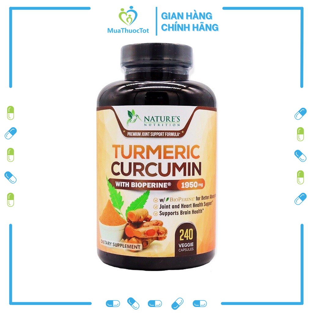 Viên Uống Tinh Chất Nghệ Kết Hợp Hạt Tiêu Đen Nature's Nutrition Turmeric Curcumin with BioPerine 1950mg