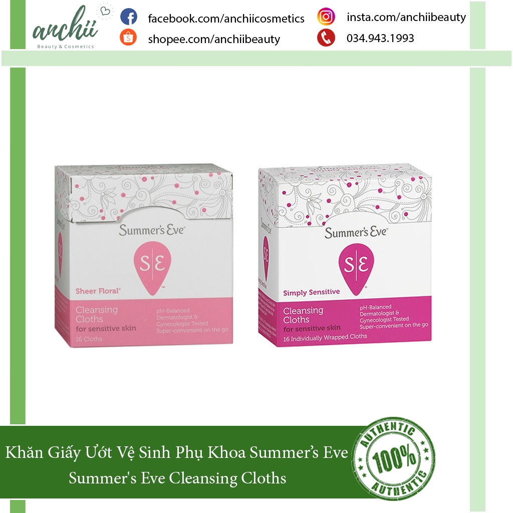 Khăn Giấy Ướt Vệ Sinh Phụ Khoa Summer's Eve Cleansing Cloths