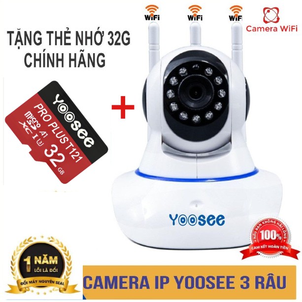 Camera IP YooSee 3 Anten HD720P + Thẻ yoosee 32Gb