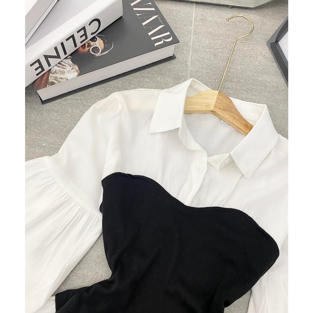 Áo peplum dáng xòe tiểu thư sang chảnh, phong cách Hàn Quốc