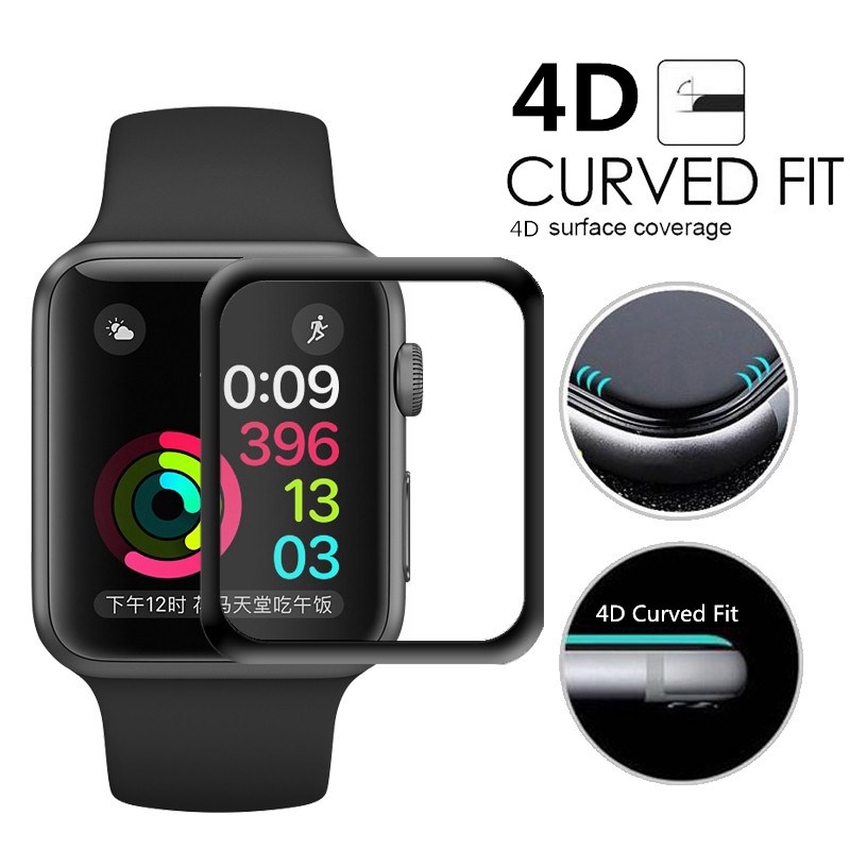 Full Cover Curved Screen Protector Case Apple Watch Band Series 1 2 3 HD Edge 9H Tempered Glass Film