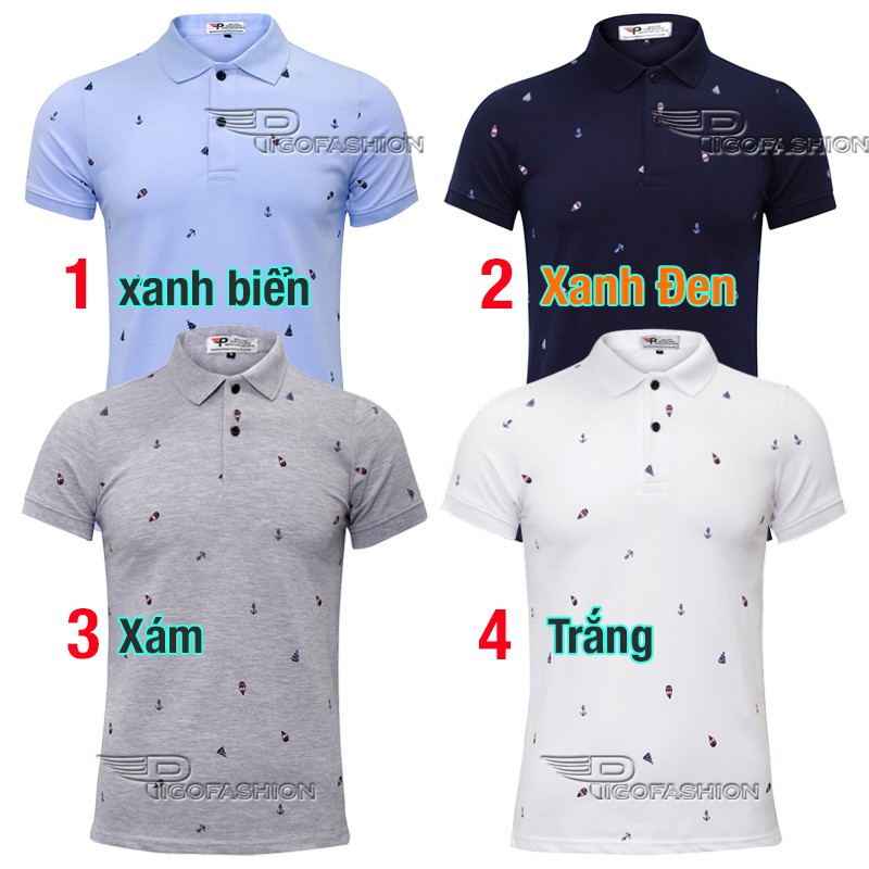 Áo thun polo nam họa tiết mỏ neo pigofashion sang trọng PAHT01 (màu biển) | BigBuy360 - bigbuy360.vn