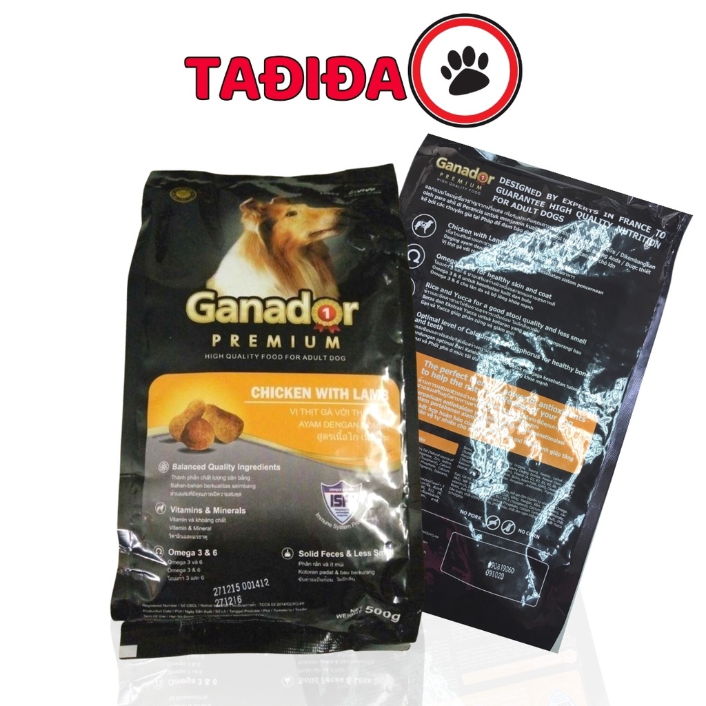 Thức Ăn Cho Chó Trưởng Thành Ganador Adult Hạt Khô Vị Gà, Cá Hồi, Cừu Gạo Gói 400g - Tadida Pet