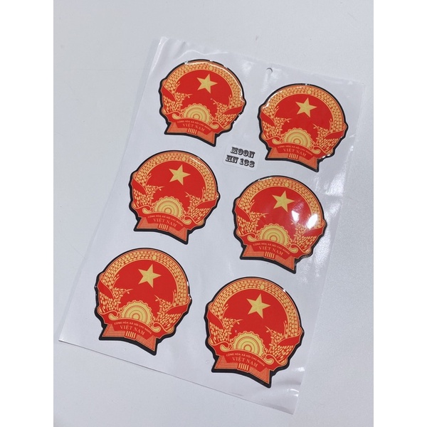 Decal tem nổi dán xe hình logo Đảng nhà nước, ngôi sao vàng, tem cao cấp dán mũ bảo hiểm chống thấm nước, chống bay màu