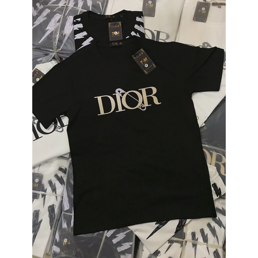 Áo thun nam nữ tay ngắn cổ tròn chất cotton họa tiết Dior thời trang phong cách thấm hút mồ hôi cực tốt