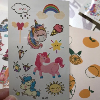 Set 5 tấm Tattoo hình xăm Unicorn