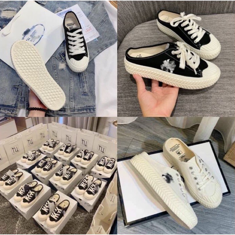 Giày sục thể thao ulzzang buộc dây đen trắng hot hit | BigBuy360 - bigbuy360.vn