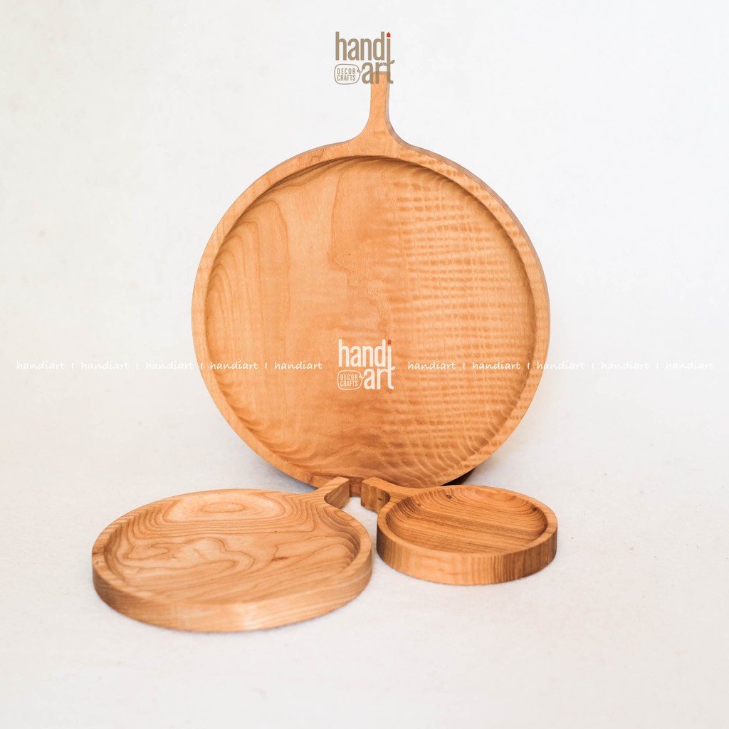 Khay gỗ tròn tay cầm, Khay gỗ tần bì, woodentray