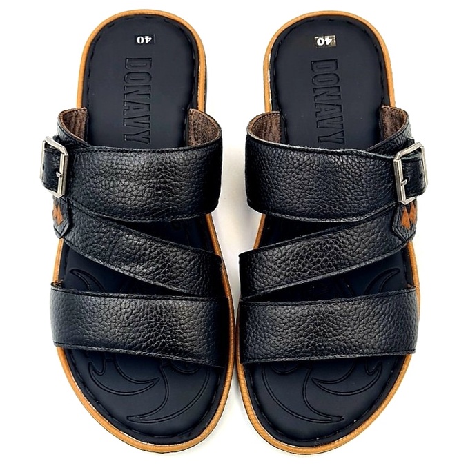 Dép 3 quai ngang nam cao cấp, dép nam quai ngang da bò shop kinson