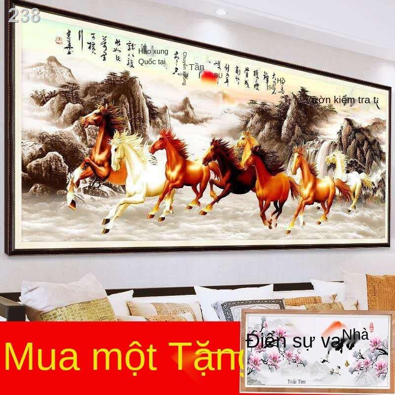 trí óc5d kim cương bức tranh tám con ngựa hình ảnh đầy đủ các điểm dán chữ thập thêu để thành công tiệm nề