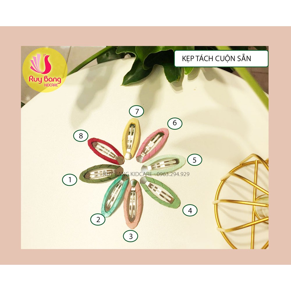 Kẹp bật cuộn ruy băng nhiều màu sz 5cm - Tông màu HQ - Set 5 cái