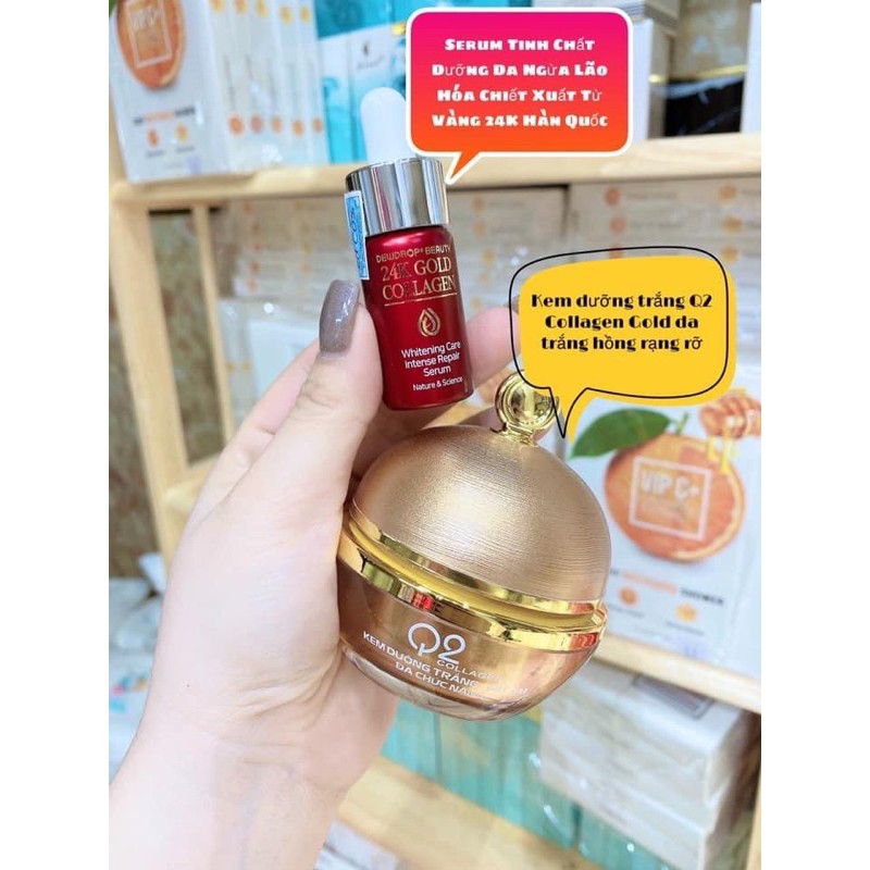 Serum 24k + Q2 vàng 1 cặp làm đẹp da, trẻ hoá da, mang đến 1 làn da như ý muốn của chị em phụ nữ, hãy nhanh nhé chị em