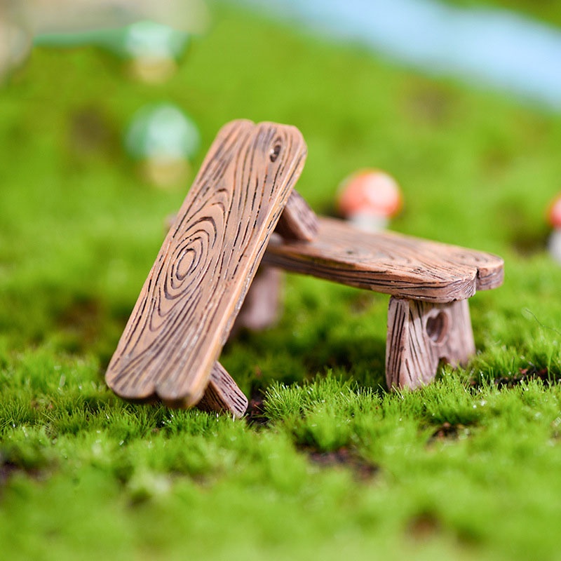 Tiểu cảnh mini ❤️ Mô hình ghế công viên trang trí tiểu cảnh, sen đá, bể terrarium
