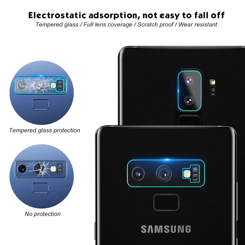 Kính cường lực bảo vệ ống kính điện thoại Samsung Note 8 9 S8 S9 Plus A6S A8 Plus 2018 và dụng cụ rửa