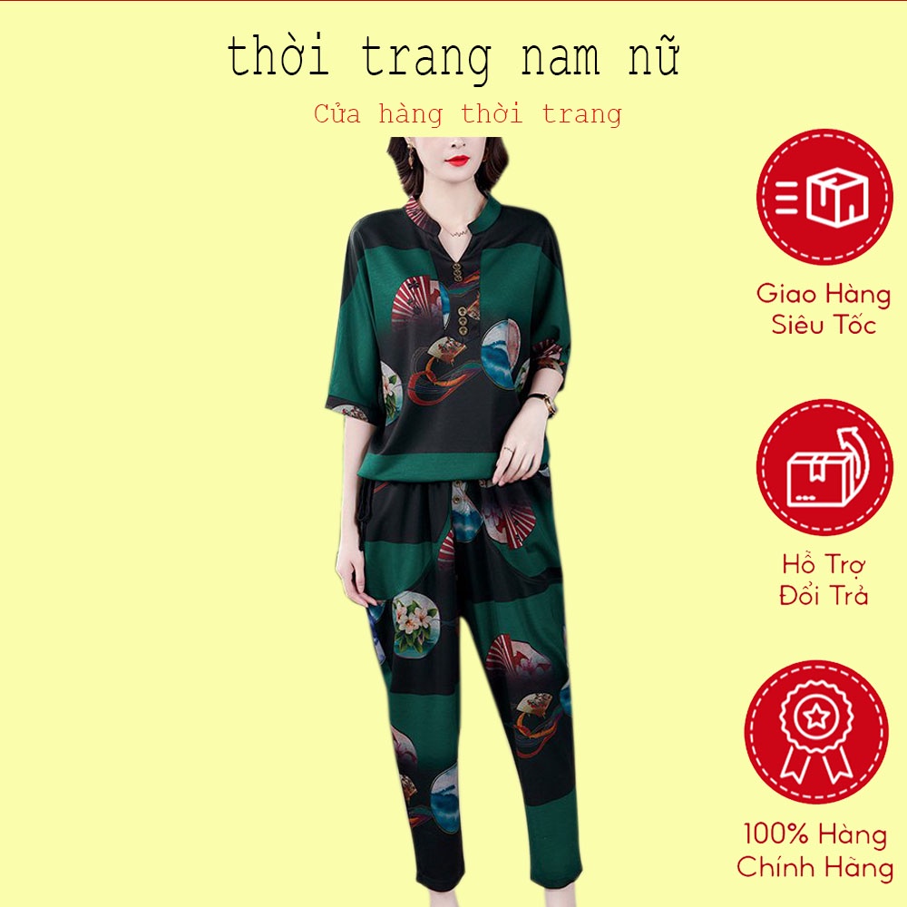 Thanh Lý hàng Bộ Đồ 2 Món Ngắn Tay Cổ Chữ V + Quần Dài Xinh Xắn Dành Cho Nữ ( Mã K91 )