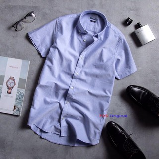 Áo sơ mi nam Oxford ngắn tay xanh nhạt