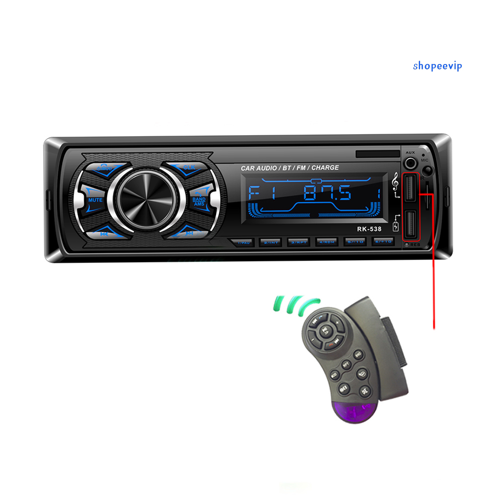 Đầu đĩa DVD RK538 tích hợp máy nghe nhạc MP3 Bluetooth Radio FM có khe cắm thẻ nhớ TF đĩa chữ U phổ biến cho xe hơi