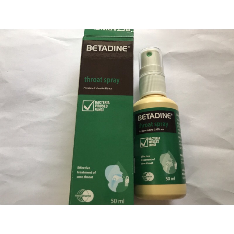 Xịt họng betadin (viem họng, viem miệng, viem amida, viem nướu, loét miệng, cảm cúm) 50ml