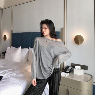 Áo tay dài lệch vai mỏng (hàng nhập)