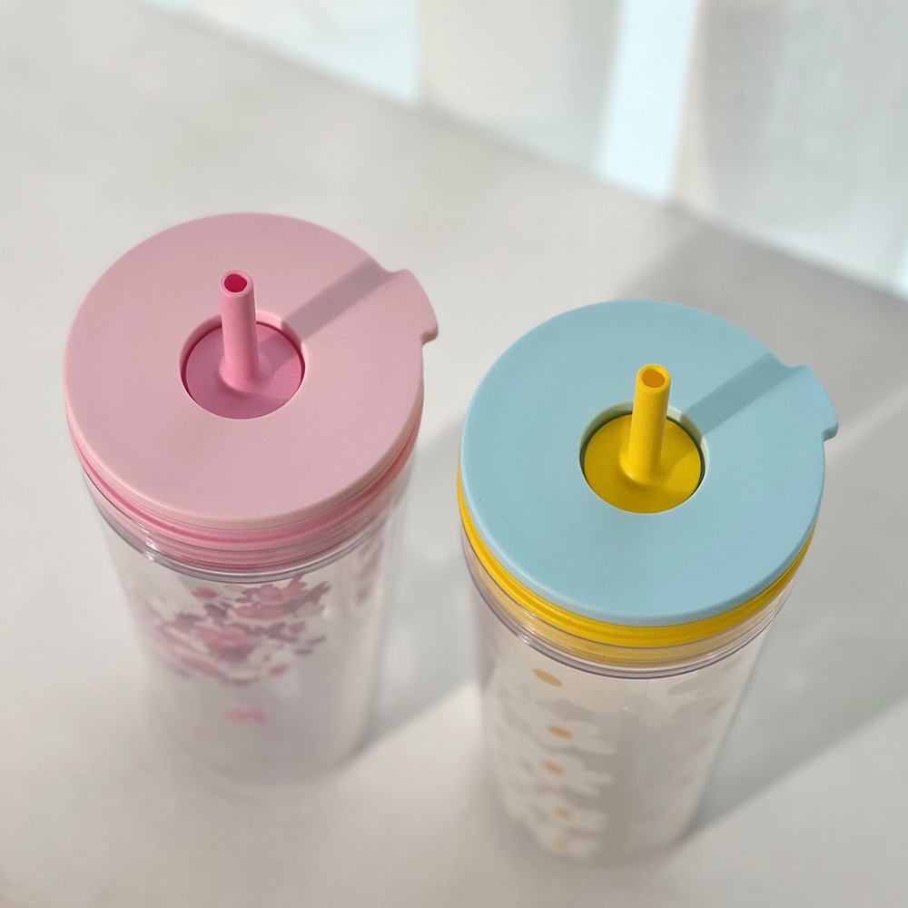 Ly nhựa 2 lớp có ống hút Lock&amp;Lock Bucket cold cup 580ml - 2 màu Hồng, Vàng - HAP520