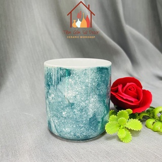 Cốc sứ men vân đá không quai, gốm sứ Bát Tràng, cốc sứ uống trà, cà phê 200ml