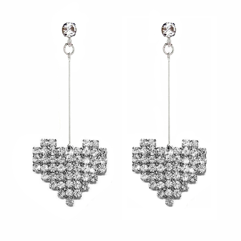 Crystal Earrings Women Heart Drop Earrings for Girls Gift Fashion Fine Jewelry