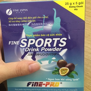 Sports vị chanh leo - hộp 5 gói x 25g . Bù nước và chất điện giải  cho cơ thể .